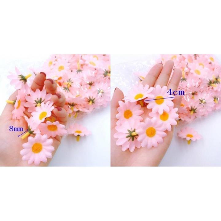 100 x Kunstmatig roze Craft Daisy Daisies Stof bloemen hoofden, Partij Bruiloft Tafel verstrooit Scrapbook accessoireUitnodiging kaart decoratie Craft Gadget