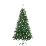 Künstlicher Weihnachtsbaum mit Beleuchtung & Kugeln Christbaum Tannenbaum Kunstbaum Weihnachten Künstlicher Weihnachtsbaum für Weihnachtsdeko150 cm Grün Weiß