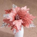 5 Stück Pailletten Weihnachten Blumen, Glitzer Künstliche Weihnachtsstern, Künstliche Blumen zu Weihnachten, Deko Blumen für Weihnachtsbaum, Hochzeit, Ornamente,Rosa