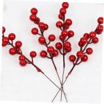 20st Simulation Rote Fruchtgabel Weihnachtsbeeren Picks Künstliche Rote Beeren Zweig Der Stechpalme Rote Beerenzweige Tannenzapfen-beerenpflücker Vasenfüller Rote Beere Schaum