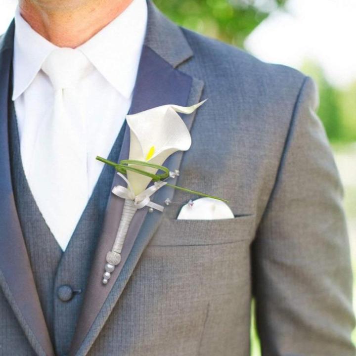 20 Stück Künstlich Calla Lilie Braut Blume Latex Wahre Berührung Familie Dekoration Party Hochzeit Hotel Dekoration Blumenstrauß (Weiß-Gelb)