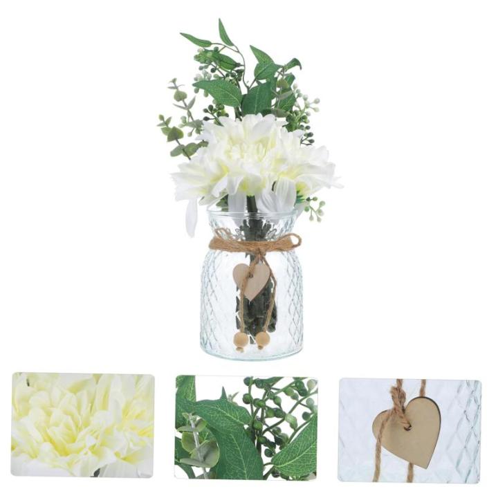 1 Satz Simulierte Vasenornamente Künstliche Blumen mit Vase Dekoration für Zuhause Dekoration für Feiern Hochzeitsdekoration zarte Hochzeitsfeier Blumendekor Seidentuch
