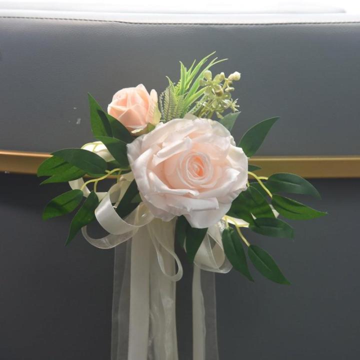 6 Stück Hochzeitszeremonie Ornamente Raffinierte Stuhlverzierungen Mit Künstlichen Blumen Kirchenbänken Blumen