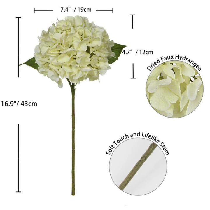 2 stuks hortensia's kunstbloemen ivoor, Ø 19 cm, kunstbloemen, hortensia, als echt voor bruidsbruidsboeketten, huis, kantoor, hotel, feestdecoratie, middenstukken, bloemstukken