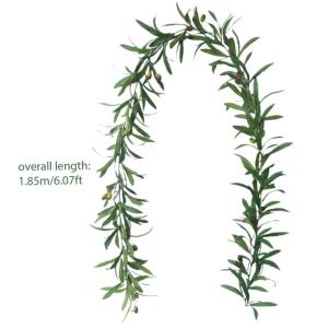 Kunstgroene plant, olijfblad, 185 cm, olijfblad-slinger, draagbare groene slinger voor voordeur, bruiloftswand, woondecoratie