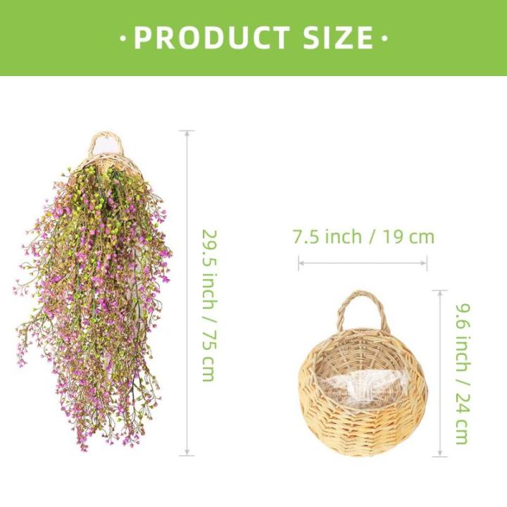 Kunstplant hangende met houten mand, hangende plant kunstmatige klimop kunstmatig 107cm voor kantoor, keuken, tuin, party wanddecoratie
