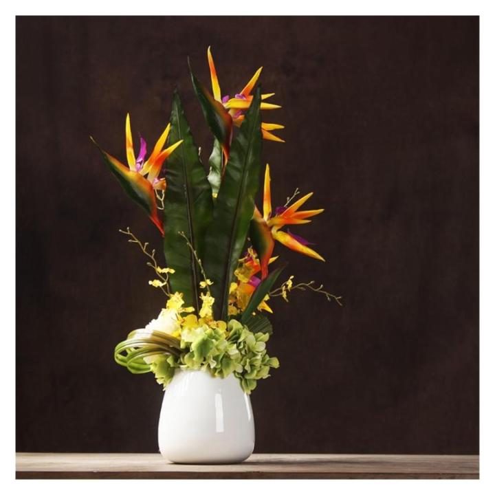 Kunstblumen Orangefarbene Kunstblumen für den Innenbereich – Elegante Kunstblumendekoration für Wohnzimmer, Schlafzimmer und Balkonpflanzenarrangement für jeden Anlass