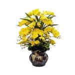 Kunstblumen Echte Seidenorchideen, künstliche Blumen mit Blumentöpfen, künstliche Phalaenopsis-Blumen, Dekoration mit Blättern im Topf für jeden Anlass