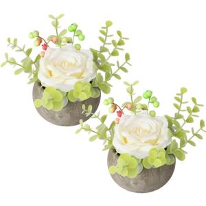 Künstliche Blume (2, Weiße Rose)