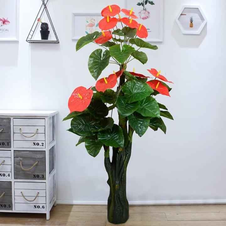 Kunstblumen 170 cm großer künstlicher Baum/Pflanze, große bodenstehende Moderne künstliche Pflanzen für den Innenbereich, grüne Topfdekoration in schwarzem Kunststofftopf fü