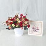 21 kunstzijden rozen, 2 bundels , decoratieve kleine boeketten , kunstboeket, realistisch plastic boeket voor huis, feest, taartdecoratie