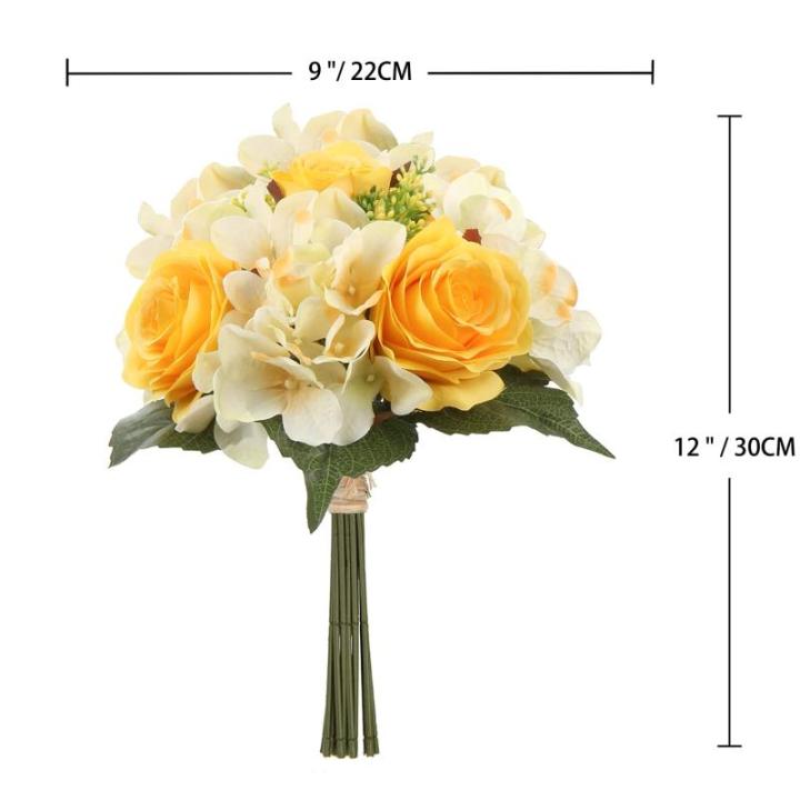 Kunstbloemen kunstboeket kunstplant bloemstukken set van 2 hortensia rozenboeket hoogte 30 cm decoratieve plant voor arrangementen feestdag tafel of bruiloft