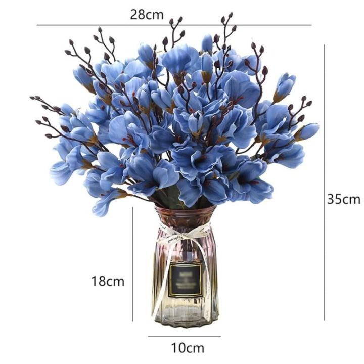 Kunstblumen Künstliche Orchideen-Fälschungspflanzen für den Innenbereich, künstliche Blumenarrangements mit Glasvase, Tischpflanzen für Zuhause, Schlafzimmer, Dekoration für 
