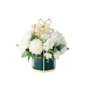 Kunstblumen Künstliche Blumen, Ornamente, Topfblumen, Arrangement, Heimdekoration, mit grünem Keramik-Blumentopf für jeden Anlass