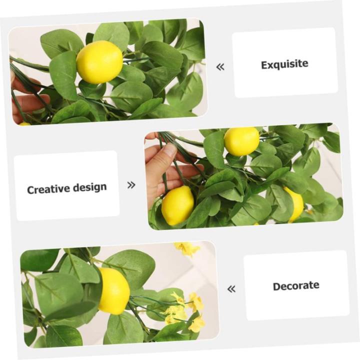 2 Stück Simulation Zitronen Rattan Party Dekorationszubehör Zitronenpicks Zitronenzweige Zur Dekoration Künstliche Zweige Foto Girlande Künstlicher Blumenstrauß Künstliche