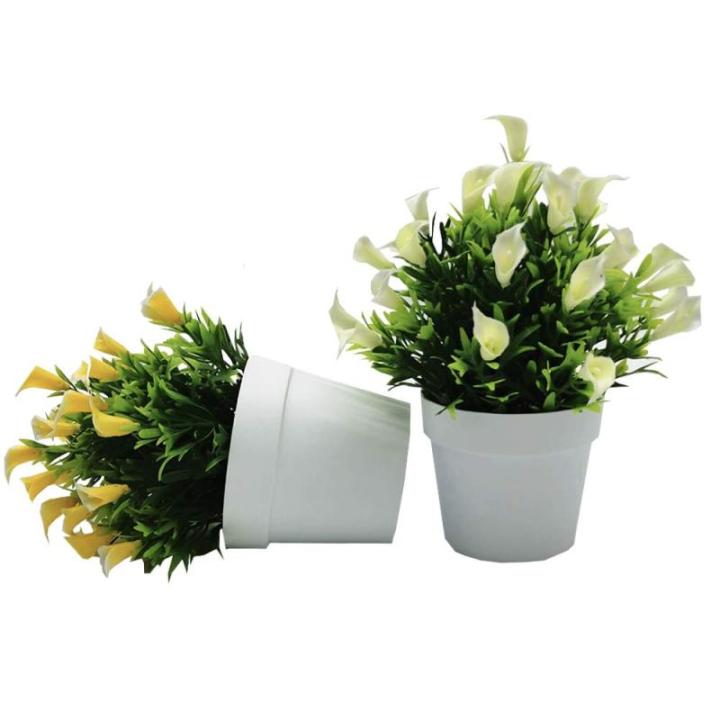 Calla lelies, ingepot, 3 stuks kunstmatige callalilie in pot, kunstmatige callalilia, groene planten voor doe-het-zelf bloemstukken, bruid, bruiloft, woondecoratie