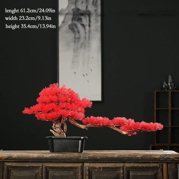 Künstlicher Bonsai-Baum Künstliche Pflanzen, 23 cm, schwarzer Keramiktopf, künstlicher Bonsai-Baum, künstliche Topfpflanze for Zuhause, Büro, Hochzeit, Gartendekoration Künst
