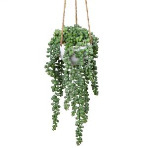 Senecio Kunstmatige planten hangplant voor vetplanten, kunstbloemen, , hoogte 35,5 cm, in hanglamp