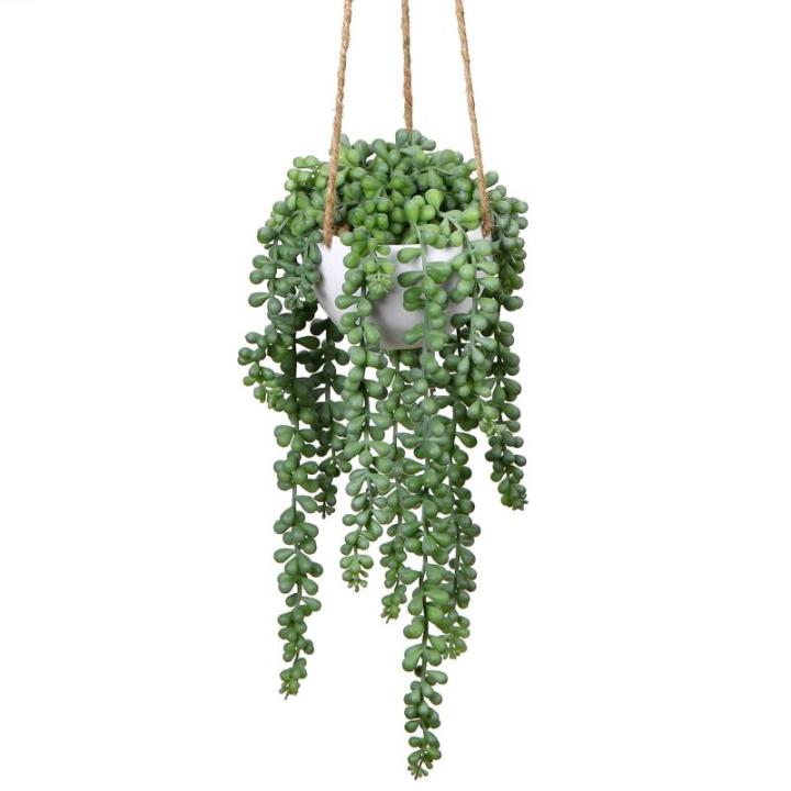 Senecio Kunstmatige planten hangplant voor vetplanten, kunstbloemen, , hoogte 35,5 cm, in hanglamp