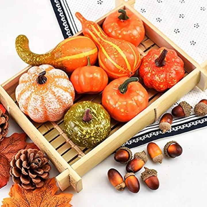 50 Stück Halloween- und Thanksgiving-Dekorationsset Simulation Kürbis Hausgarten Herbsternte Dekoration Herbstferien Party Dekoration (Größe: 50 Stück)