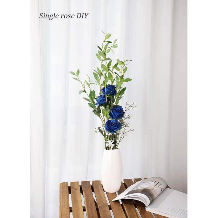 12 stuks Kunstmatige Rozen, 53cm Kunstrozen Enkele Lange Steel , Realistische voor Bruiloftsboeket, Thuis Tuin Woonkamer Hotel Kantoor Decoratie (Blau)