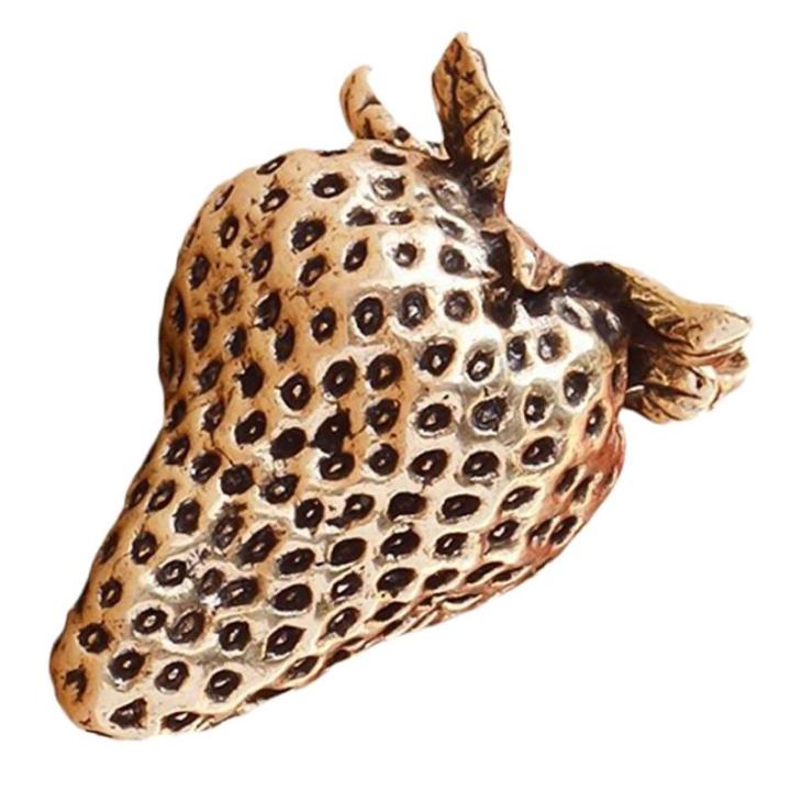 4 Stück Messing-Erdbeere Obstdekor Aus Messing Desktop-erdbeer-Ornament Kleine Messingverzierung Tischdekoration Kleines Erdbeerdekor Messingfigur Bastelfigur Aus Messing Golden