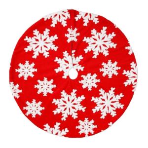 Christmas Tree Skirt Weihnachtsbaum-Rock, Weihnachtsbaum-Unterteil, Kleid, Baumschürze, Samt-Baumwoll-Jacquard-Weihnachtsbaum-Rock Decke Weihnachtsbaum(Red,150cm)