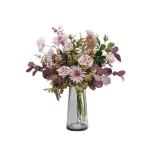 Kunstblumen Künstliche Blumen mit Glasvase, künstliche Pflanzen für den Innenbereich, künstliche Blumenarrangements, Seidenblumen für den Hausgarten, Terrassendekoration für 