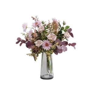Kunstblumen Künstliche Blumen mit Glasvase, künstliche Pflanzen für den Innenbereich, künstliche Blumenarrangements, Seidenblumen für den Hausgarten, Terrassendekoration für 