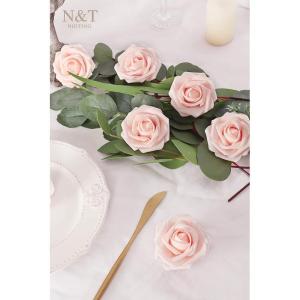Kunstbloemen, rozen, 25 stuks, decoratieve bloemen, kunstrozen met stelen, Valentijnsdag, Moederdag, bruiloftsfeest, babyshower, woondecoratie, roze (blush pink)