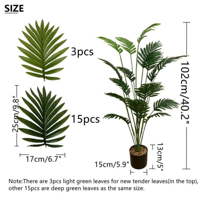 Kunstpflanze 40" Künstliche Palme Pflanzen im Topf Innenbereich mit 18 Trunks Kunstbaum wie echt plastikpflanzen Dekor für Büro Home Badezimmer Bauernhaus
