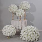Milchweiße Rosenkugeln, Kunstblumen-Rosenkugeln, künstliche Blumenkugeln, geeignet für Tischpartys und Tischdekorationen zum Valentinstag (50cm)
