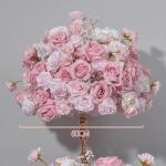Rosa künstliche Blumen Ball Hochzeit Hintergrund Dekoration Tisch Centerpiece Blume Ball Lange Läufer Blume Reihe für Sofa Dekor Foto Requisiten (60cm/23.6in)