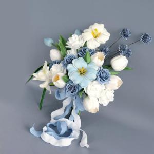 Brautsträuße mit Schleife, künstliche Blumensträuße für Brautjungfern zur Hochzeitszeremonie, zum Jahrestag, zum Valentinstag