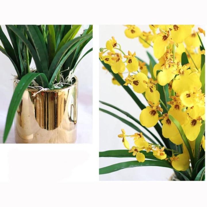 Kunstblumen Künstliche Blumen im Keramiktopf, gefälschte Orchideen-Phalaenopsis-Blumenarrangement für Zuhause, Büro, Küche, Schlafzimmer, Dekoration für jeden Anlass