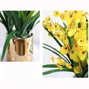 Kunstblumen Künstliche Blumen im Keramiktopf, gefälschte Orchideen-Phalaenopsis-Blumenarrangement für Zuhause, Büro, Küche, Schlafzimmer, Dekoration für jeden Anlass