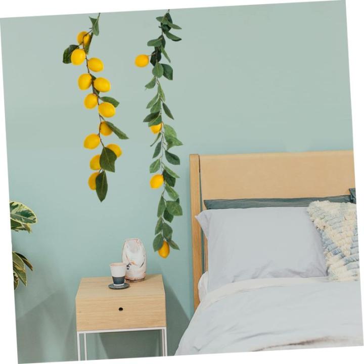 6 STK Simulation Zitronenrattan Grüne Blättergirlande Szene kunstplflanze Artificial Plant gelbe Eukalyptusgirlande Dekor Sommerliche Zitronengirlande Sommerdeko Plastik Yellow