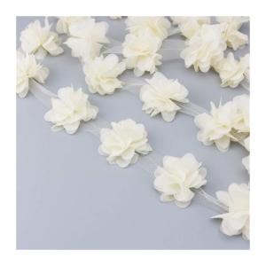 Rosa Blütenblatt Chiffon Spitze Stoff gewebtes Material Dekoration Liebe Geschenk Bänder Crafts 50mm Breite (60 Stücke/Los) (Color : Beige)