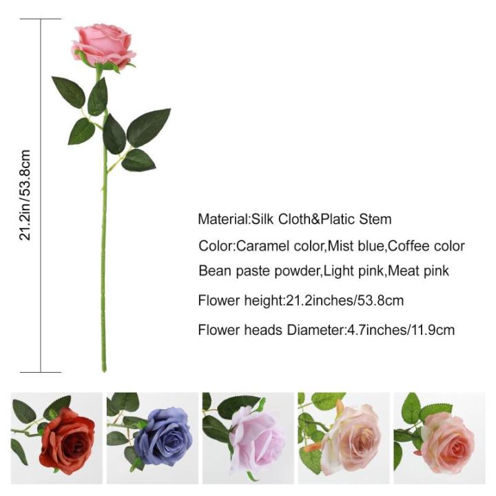 10 stuks kunstmatige zijden rozen bloemen enkele stengel neprozen bloemen voor thuisfeest bruiloft boeket (bonenpasta roze)