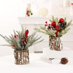 Künstlicher Weihnachtsbaum, Simulation, Mini-Weihnachtsbaumschmuck, 25 cm, für Zuhause, Tischplatte, Winter-Weihnachtsdekoration (A)