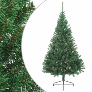 künstliche weihnachtsbãume,künstliche weihnachtsbäume Kinder,Künstlicher Halb-Weihnachtsbaum mit Ständer Grün 180 cm PVCGeeignet für Patio, Schlafzimmer, Wohnzimmer, Weihna