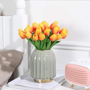 15 stuks kunsttulpen, kunsttulpen van latex, realistisch boeket van tulpen voor doe-het-zelf boeketten, bruiloft, babyfeestjes (zonsondergang)