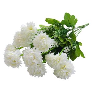 Kunstblumen Seide Pompon-Chrysantheme Künstliche Innen Weiß Seidenblumen Dekoration für Haus Geschenk