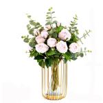 Kunstblumen Künstliche Blumen mit Vase, Tischpflanzen, Kunstseidenrose, künstliche Pflanzen, Arrangement, Innendekoration, Leichter Luxus für jeden Anlass