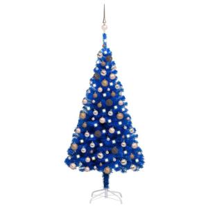 Künstlicher Weihnachtsbaum Beleuchtung & Kugeln Blau 180 cm, Tannenbaum Künstlich, Christmas Tree, Tannenbaum Deko, Weihnachtsbäume, Christbaum - 3077595