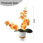 Künstliche Blume, Phalaenopsis-Bonsai-Dekoration, künstliche Orchidee, lebensechte künstliche Blume, Display in Weißgold-Topf (orange)