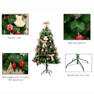 Vordekorierter künstlicher Weihnachtsbaum, hochwertiger Weihnachtsbaum, einfach aufzubauen, mit stabilem Metallständer, Weihnachtsschmuck, golden, 2,1 m