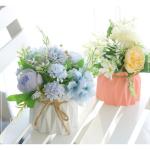 Kunstblumen Künstliche Blumen, Seidenblumen, Blumensträuße mit Keramikvase, Tischdekoration, gemischte künstliche Blumenarrangements für jeden Anlass