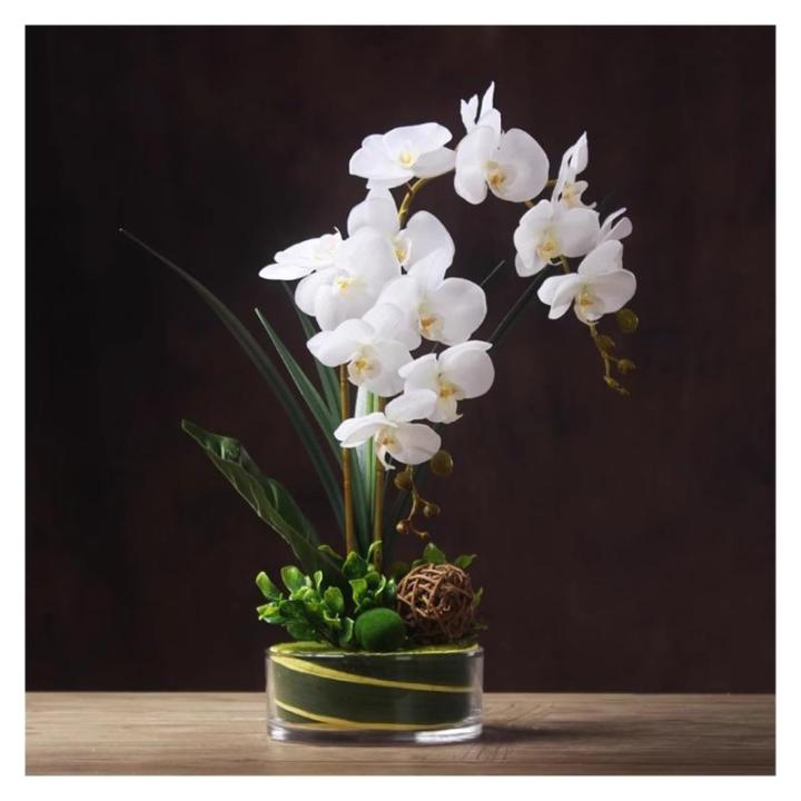 Kunstblumen Künstliche Blumen in transparenter Glasvase – Simuliertes Blumenarrangement für Wohnzimmer und Hochzeiten. Künstliche Blumen für jeden Anlass