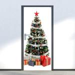 Waterdicht 15.2x39.4in Muurschildering Muursticker, Verwijderbare Raamsticker, voor Kerstversiering Eetkamers Slaapkamers Salons Showcase Decoratie(Christmas tree door stickers)